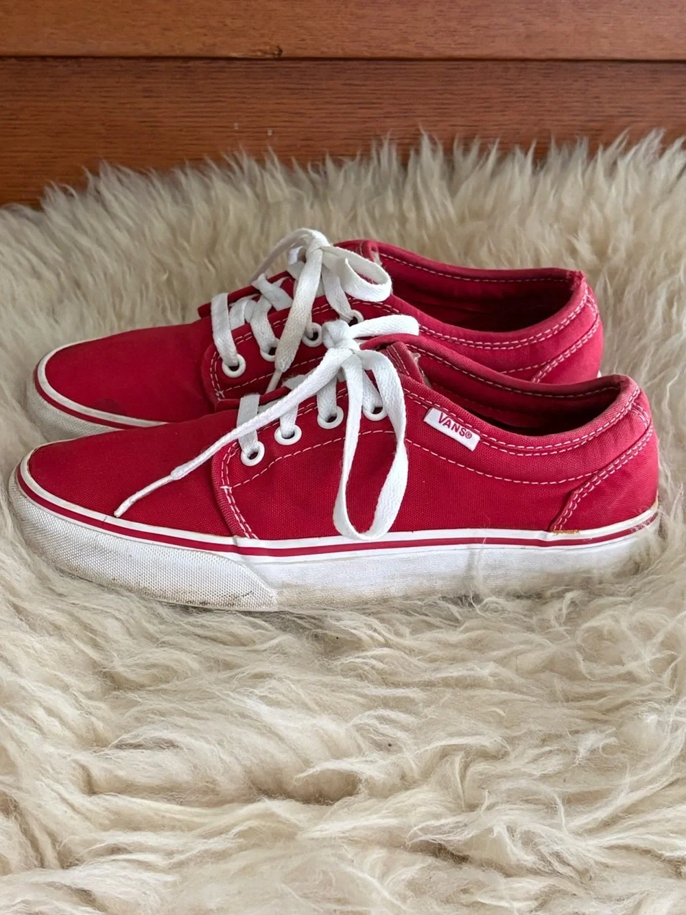 Vans Red Classic Canvas Low-Top Sneakers